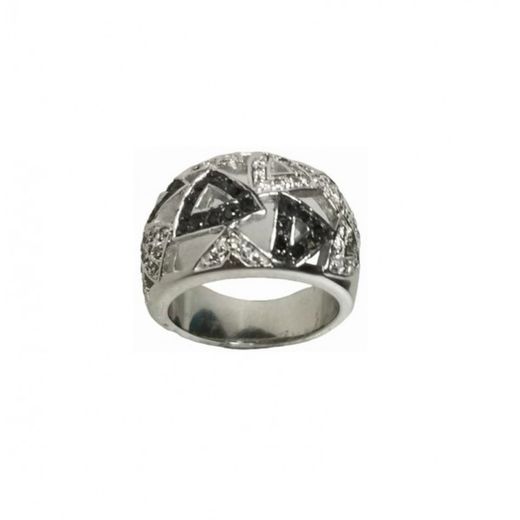 Xernus Silver Ring NF1270 Zirconia and Jet