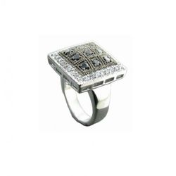 Xernus Silver Ring NF1289 Two-tone Black Zirconia