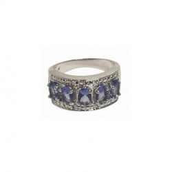 Anillo Xernus Plata NF1434 Cristales Zafiro Con Circonitas