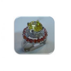 Anillo Xernus Plata NF1671 Peridoto Circonitas Y Granate