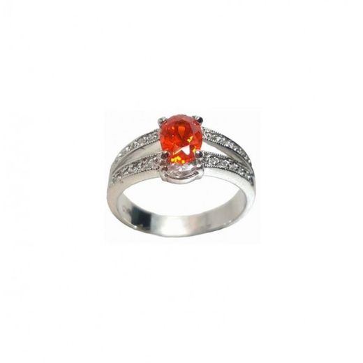 Anillo Xernus Plata NF2836 Circonitas Y Cristal Ambar