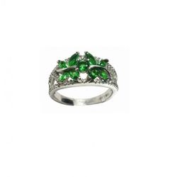 Anillo Xernus Plata NF3361 Circonitas Mariposas De Esmeralda