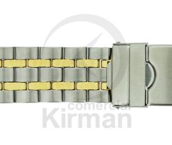 Armis Reloj 20/22x180mm Acero A-67 Standard Bicolor Dorado Terminal Recto Cierre Seguridad