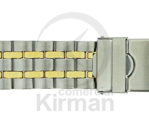 Armis Reloj 20/22x180mm Acero A-67 Standard Bicolor Dorado Terminal Recto Cierre Seguridad