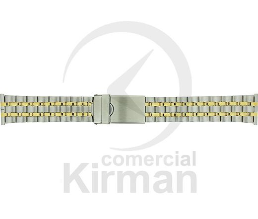 Armis Reloj 20/22x180mm Acero A-67 Standard Bicolor Dorado Terminal Recto Cierre Seguridad