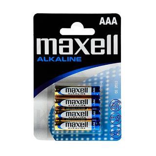 Pilhas alcalinas Maxell MA-LR03, tipo consumidor, LR03, AAA, 1,5 V - Cartela com 4 unidades.