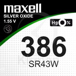 Batería Relojes Maxell Oxido De Plata MA-386 Maxell SR43W-(386)