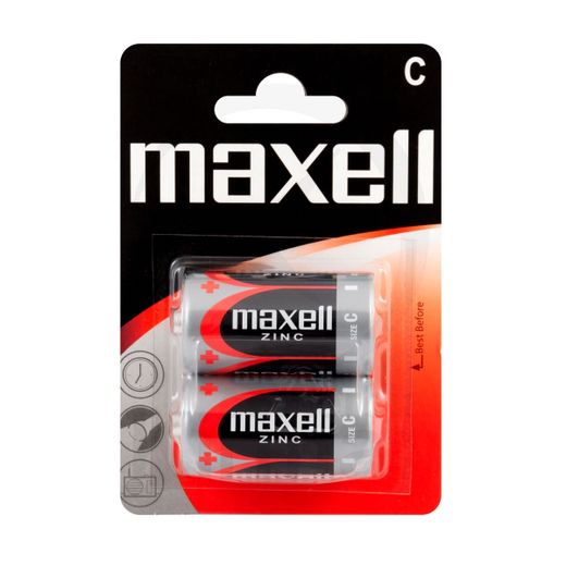 Maxell Kohle-Zink-Batterien MA-R14 Typ C (R14) 1,5 V Blisterpackung (2 Stück)