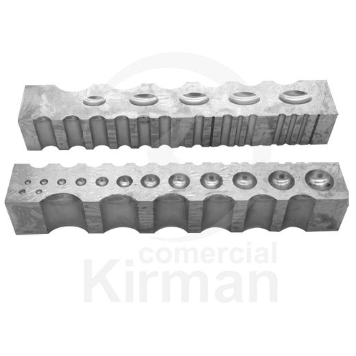 Bloque De Embutir Acero 38x38x205mm 28103 Rectangular 14 Huecos Redondos - 5 Huecos Ovalados