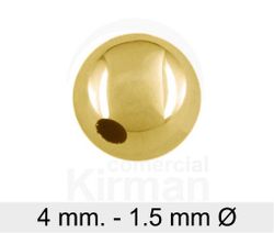 Bola Plata Dorada 073009 Diámetro Ext 4,00mm x 1,50mm Int