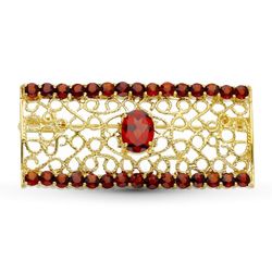 18kt Gold Brooch 43x20mm 13214 Garnet