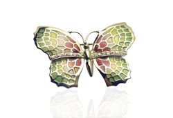 Broche Oro 18kts Arior Mariposa Verde-Rosa Union Suiza 3030930EPB