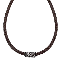 Cadena Acero Inoxidable Negro & Piel Marrón Lotus Hombre LS2069-1/1 Tejido C. Colgante 55cm