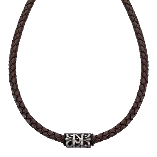 Cadena Acero Inoxidable Negro & Piel Marrón Lotus Hombre LS2069-1/1 Tejido C. Colgante 55cm
