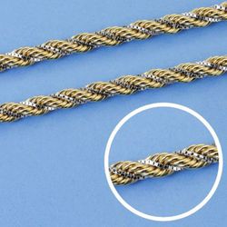 Cadena Cordon Bicolor Oro 18kts Largo 60cm Ancho 4mm 26000160