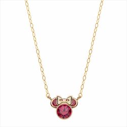 Cadena Disney Oro 9kts 9K0024C Minnie Circonitas Rojas