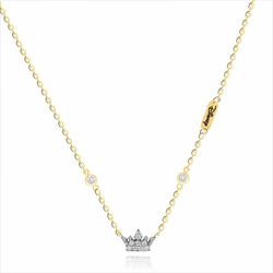 Cadena Disney Oro Bicolor Plata 18kts 18K0003C Corona Diamantes