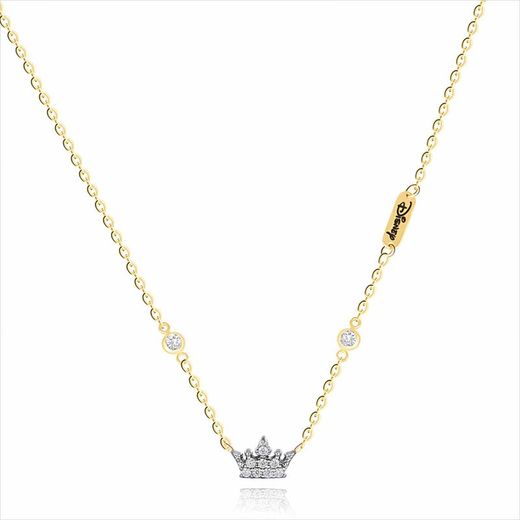 Cadena Disney Or Bicolor Plata 18kts 18K0003C Corona Diamants