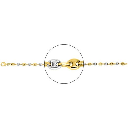 Cadena Oro Bicolor Blanco 9kts Argyor MRM (9)9K2375JG Grano De Café En Brillo