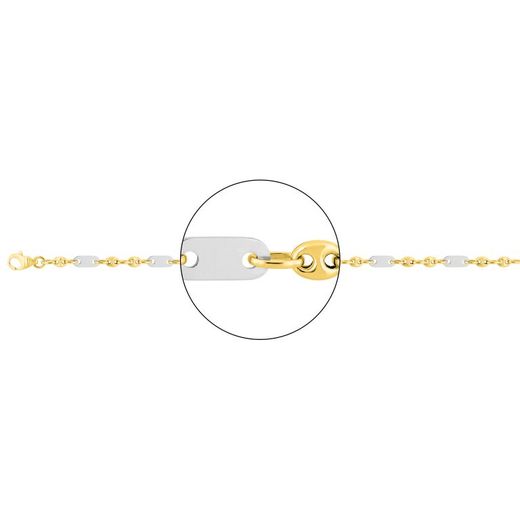 Cadena Oro Bicolor Blanco 18kts Argyor MRM (18)22078G-40 Grano De Café Hueca En Brillo