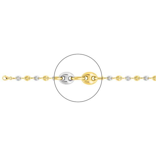 Cadena Oro Bicolor Blanco 18kts Argyor MRM (18)525G-45 Grano De Café Hueca En Brillo