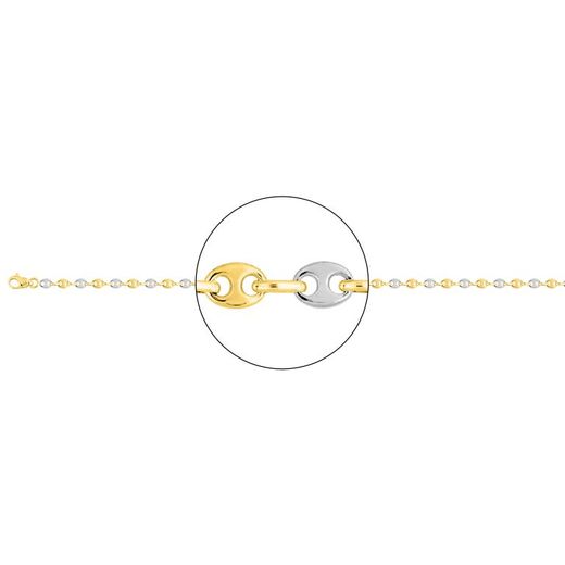 Cadena Oro Bicolor Blanco 18kts Argyor MRM (18)539.2G-45 Grano De Café En Brillo