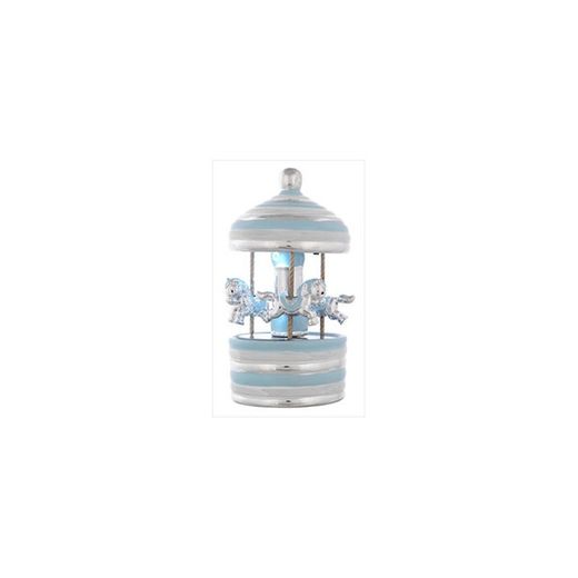 Musical Carousel Light Blue Horses B4179-03C 9x15cm