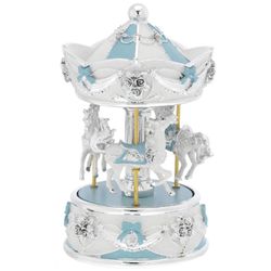 Musical Carousel Light Blue Horses B4211-01C 16cm