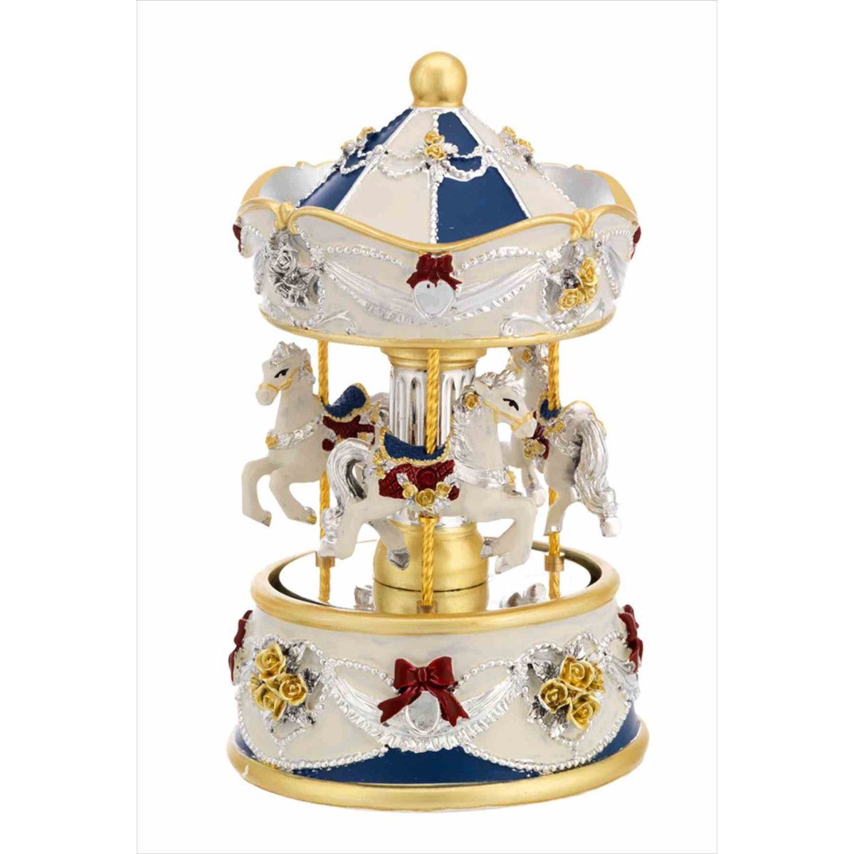 Carrusel Musical Cerámica 16cm N8602-05BL Caballos Azules