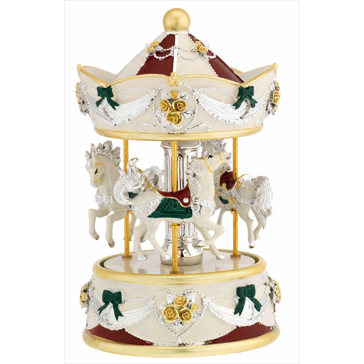 Carrusel Musical Cerámica 20cm N8602-06RO Caballos Rojos