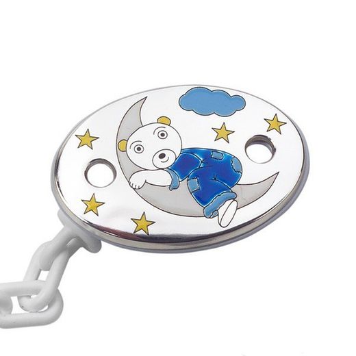 Porta-chupeta de prata Luna Color Bear