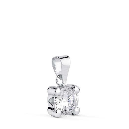 4-Claw Zirconia Pendant, 18kt White Gold, 6mm N5700-6B5