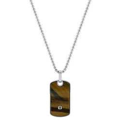 Colgante Acero Argyor MRM (AC)C42035 Placa Ojo De Tigre Diamante 0,005ct