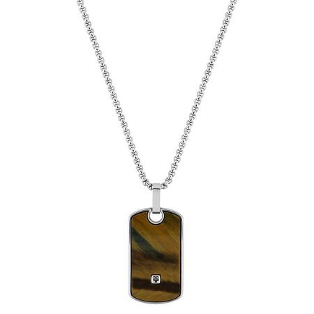 Colgante Acero Argyor MRM (AC)C42035 Placa Ojo De Tigre Diamante 0,005ct