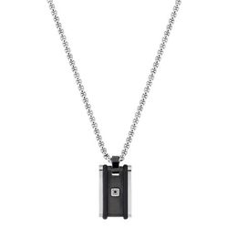 Colgante Acero Bicolor Negro Argyor MRM (AC)C42030 Placa Diamante 0,005ct