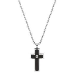 Colgante Acero Bicolor Negro Argyor MRM (AC)C42032 Cruz Diamante 0,005ct