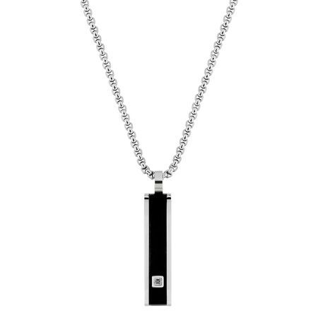 Colgante Acero Bicolor Negro Argyor MRM (AC)C42034 Placa Diamante 0,005ct