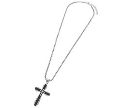 Colgante Acero Bicolor Negro Marea Hombre C00107/134 Cruz Circonitas