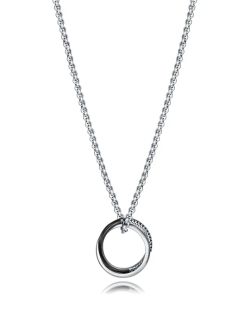 Colgante Acero Bicolor Negro Viceroy Hombre 14374C01010 Dos Aros En Brillo