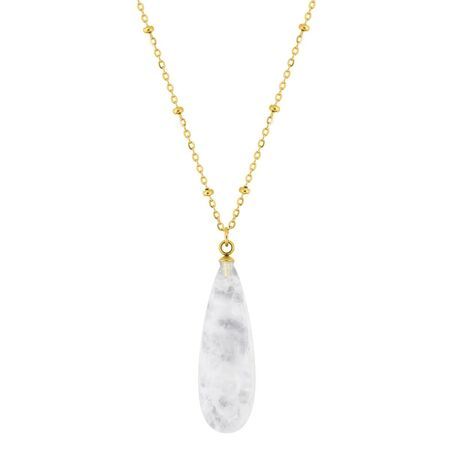 Colgante Acero Dorado Argyor MRM Mujer (AC)432731 Piedra Cuarzo Blanco