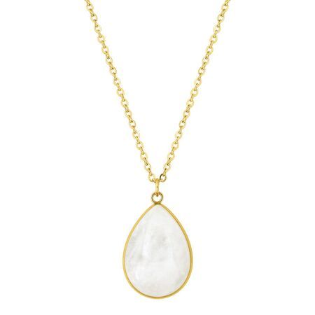 Colgante Acero Dorado Argyor MRM Mujer (AC)432735 Piedra Jade Blanco