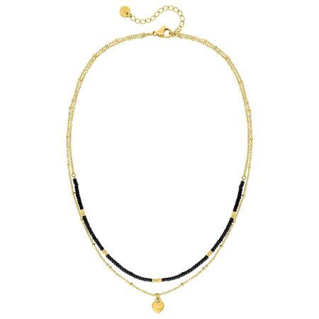Colgante Acero Dorado Argyor MRM Mujer (AC)432740 Corazón Piedras Negras