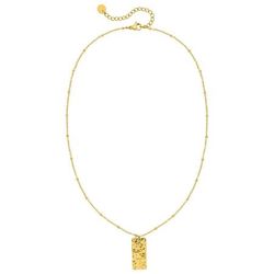 Colgante Acero Dorado Argyor MRM Mujer (AC)432744 Rectángulo Relieve En Brillo