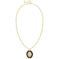 Colgante Acero Dorado Argyor MRM Mujer (AC)432752 Óvalo Cristales Negros