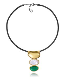 Colgante Acero Dorado Bicolor Negro Viceroy 14348C01019 Piedra Natural Madre Perla