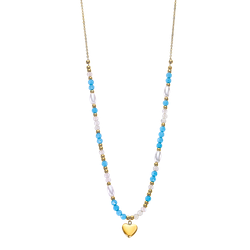 Colgante Acero Dorado Lotus Style Mujer LS2553-1/3 Corazón & Piedras Azules Bicolor Blancas