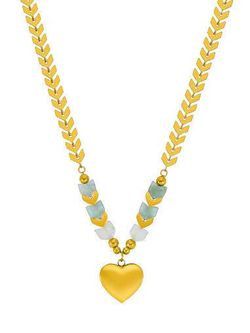 Colgante Acero Dorado Marea C02107/AY Corazón C. Piedra Aventurina Verde