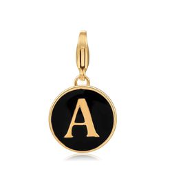 Colgante Acero Dorado Mujer 18mm CSL0001DOENA Enamel Negro Letra A