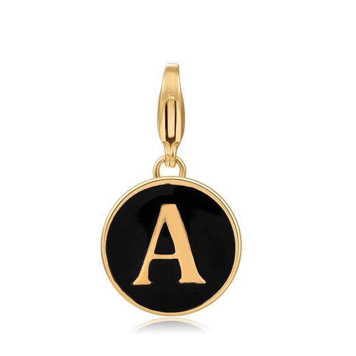 Colgante Acero Dorado Mujer 18mm CSL0001DOENA Letra A Enamel Negro