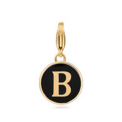 Colgante Acero Dorado Mujer 18mm CSL0001DOENB Enamel Negro Letra B